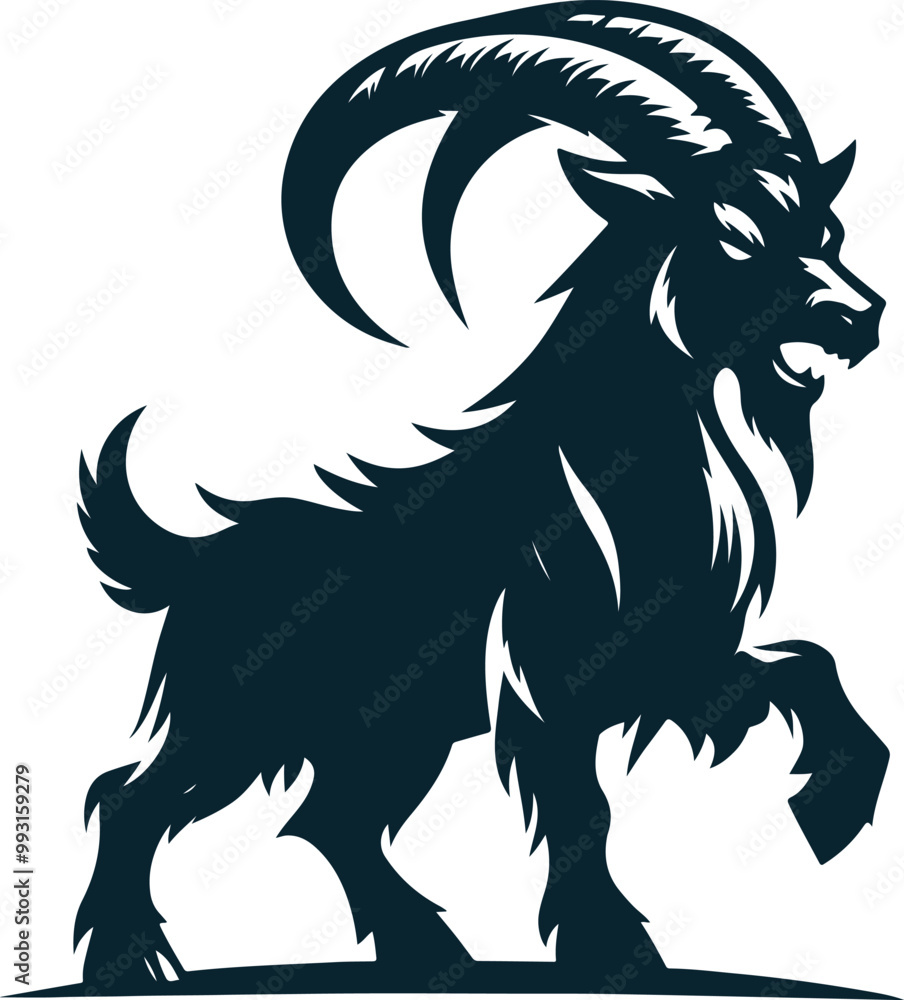 Fototapeta premium Angry Goat Silhouette Vector file. on white background
