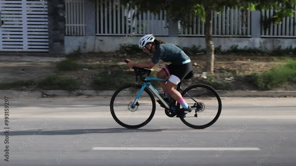 Women athlete making triathlon routine. Women athlete making triathlon routine.