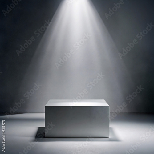 open box on black backgroundlight, wall, metal, steel, empty, texture, room, design, spotlight, interior, silver, vector, grey, illustration, stage, gray, brushed, blank, spot, aluminum, stainless, sh photo