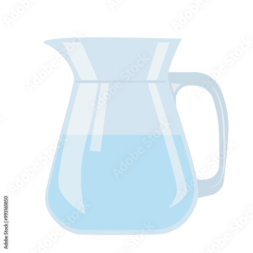Water in glass jar in flat design. Clear and fresh drink in pitcher. Vector illustration isolated.