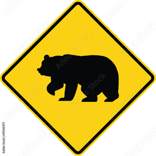 Bear, Advance Road Warning Signs Collection Featuring Bicycles, Pedestrians, Deer, Cattle, Farm Vehicles, and Wildlife. Road signs in the United States.