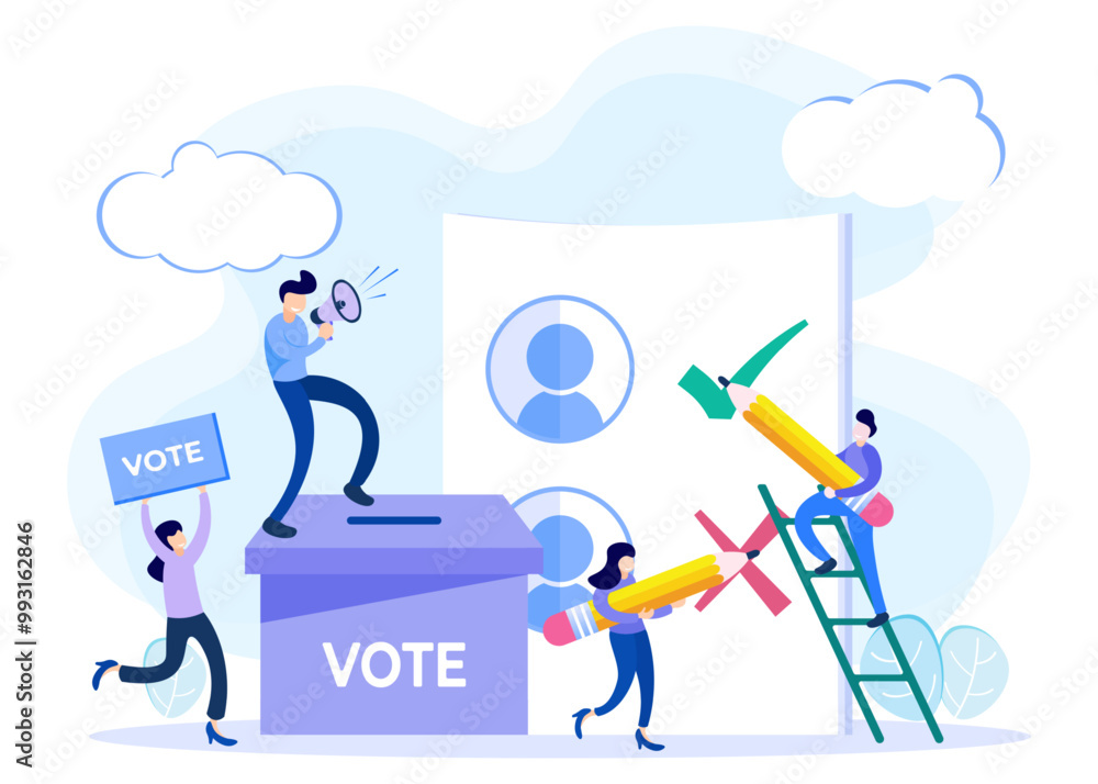 Illustration vector graphic cartoon character of voting Illustration vector graphic cartoon character of voting