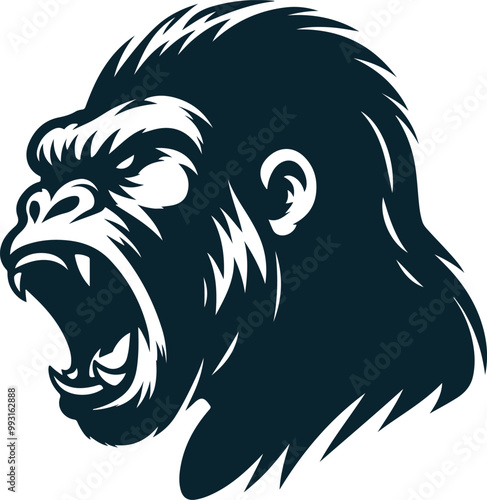 Wallpaper Mural Angry Gorilla Silhouette Vector image. on white background Torontodigital.ca