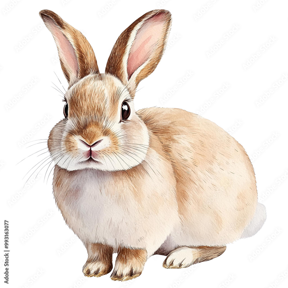 Fototapeta premium A cute, fluffy rabbit with soft fur and expressive eyes. This charming creature exudes a playful personality, perfect for illustrating themes of nature and companionship.
