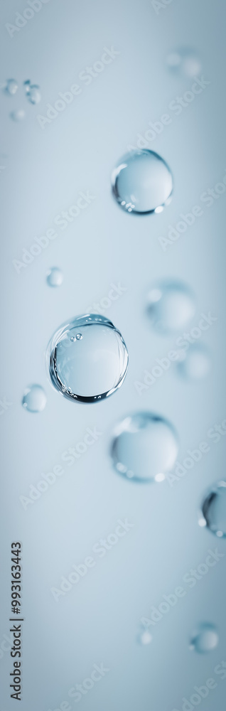 Detailed image of water droplets frozen in time, floating in mid-air, with soft reflections and a tranquil blue background, symbolizing serenity and calmness. Detailed image of water droplets frozen in time, floating in mid-air, with soft reflections and a tranquil blue background, symbolizing serenity and calmness.