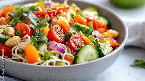 Colorful Fresh Vegetable Salad in Bowl