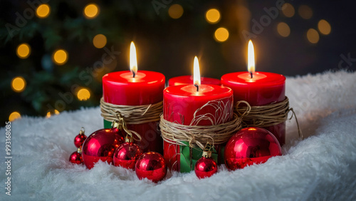 Christmas decoration with candles, christmas tree decoration	