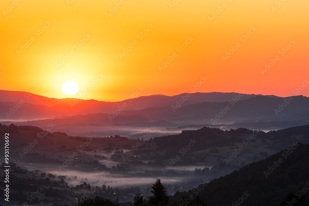 Sunrise over Misty Mountain Landscape Sunrise over Misty Mountain Landscape