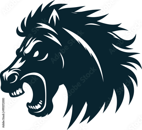 Angry Horse Silhouette Vector image. on white background