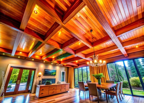 Elegant Wood Ceilings with Exposed Beams in a Modern Interior Design Setting for Home Decor Inspiration