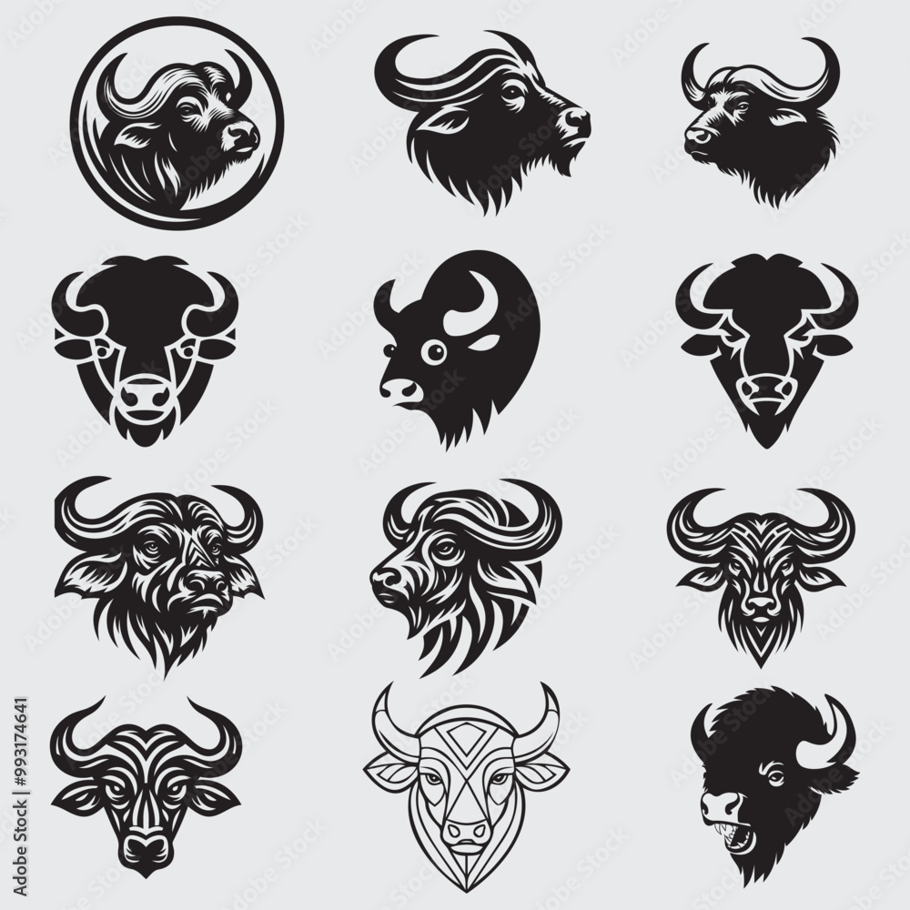 Bold Buffalo Heads A Collection of Powerful Vector Graphics Bold Buffalo Heads A Collection of Powerful Vector Graphics