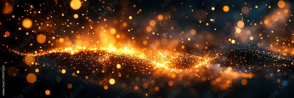 Abstract Background with Glowing Gold Particles and Bokeh Abstract Background with Glowing Gold Particles and Bokeh