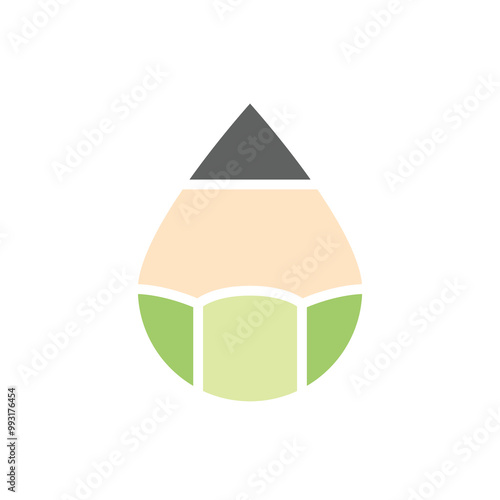 Pencil color vector logo template. flat color.