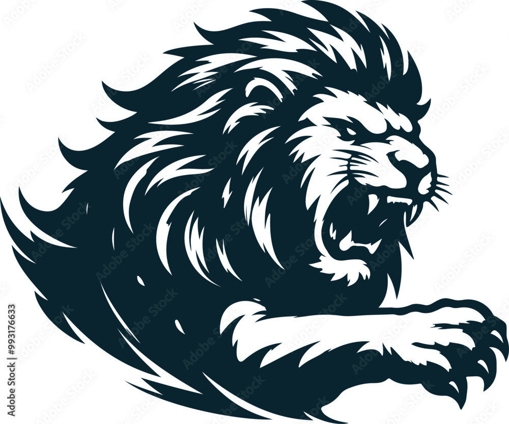 Angry lion Silhouette Vector file. on white background Angry lion Silhouette Vector file. on white background
