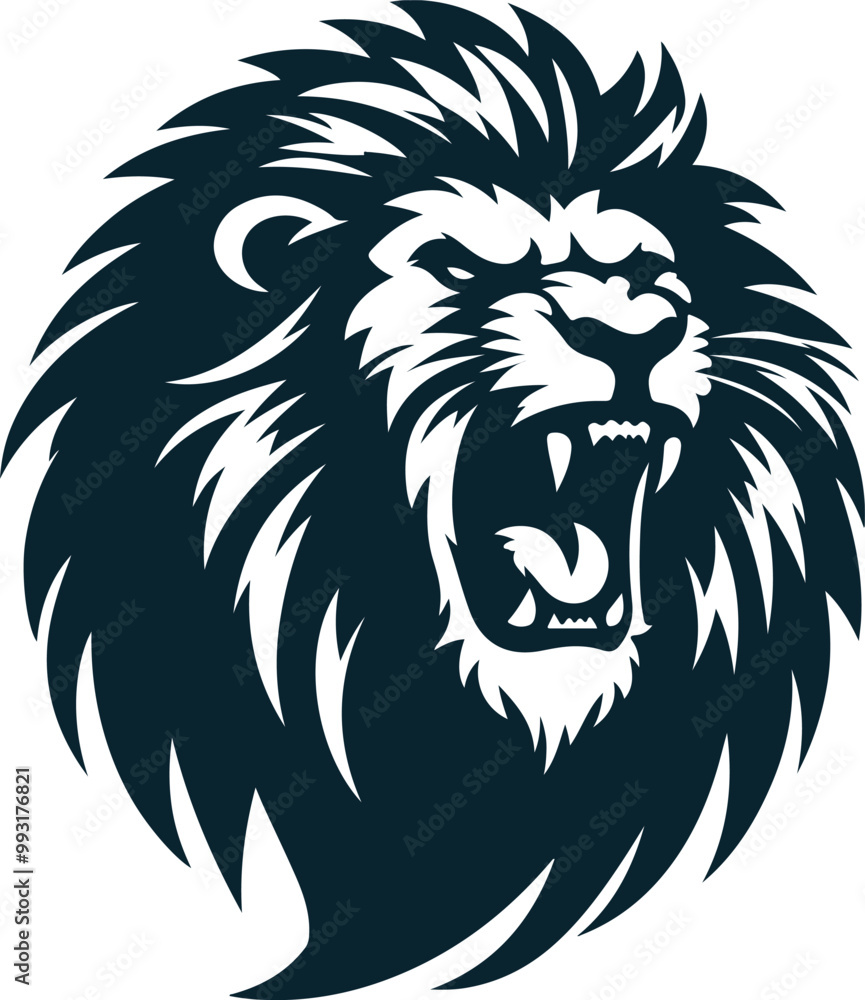 Angry lion Silhouette Vector file. on white background Angry lion Silhouette Vector file. on white background