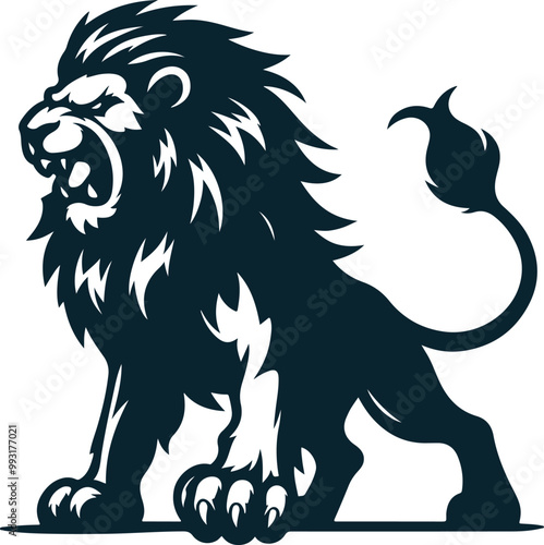 Angry lion Silhouette Vector file. on white background