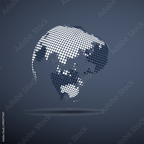 Big Transparent Spotted Earth Globe Design - Global Business, Technology, Globalisation Concept, Vector Design Template - Grey Background