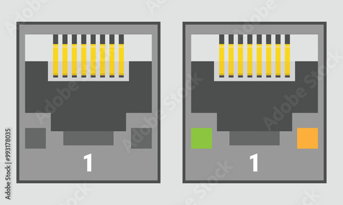 Ethernet port. Vector illustration in flat style