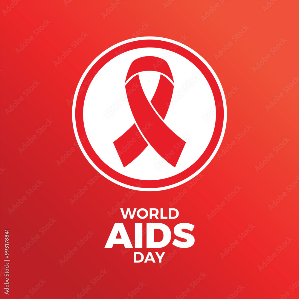 World AIDS Day poster vector illustration. Red HIV AIDS awareness ribbon icon in a circle. Template for background, banner, card. 1 December every year. Important day World AIDS Day poster vector illustration. Red HIV AIDS awareness ribbon icon in a circle. Template for background, banner, card. 1 December every year. Important day