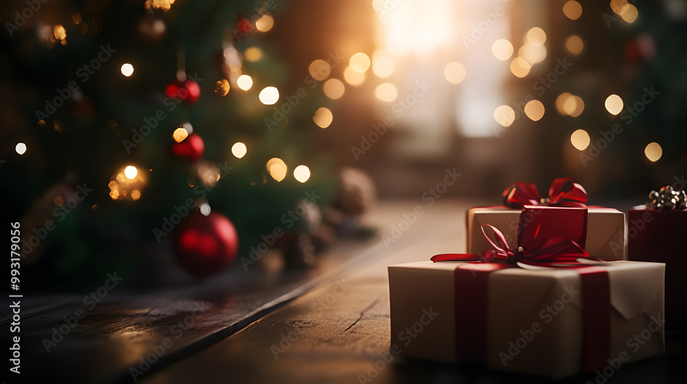 Blurred Festive Christmas Mockup Scene Blurred Festive Christmas Mockup Scene