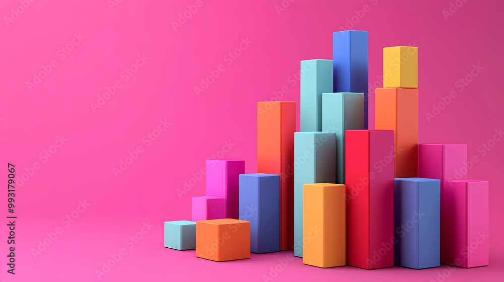 Fototapeta premium Geometric stacking structure of colorful blocks