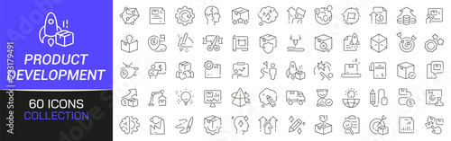 Product development line icons collection. Thin outline icons pack. UI icon collection. Set of line web pictogram
