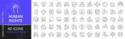 Human rights line icons collection. Thin outline icons pack. UI icon collection. Set of line web pictogram