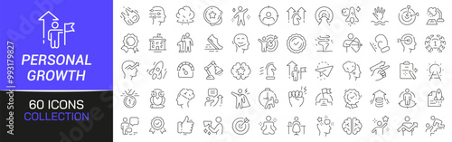 Personal growth line icons collection. Thin outline icons pack. UI icon collection. Set of line web pictogram