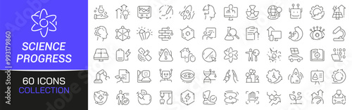 Science progress line icons collection. Thin outline icons pack. UI icon collection. Set of line web pictogram