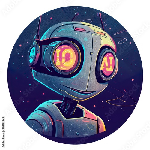 ai robot symbol design on a neutral background