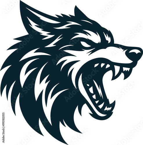 Angry wolf Silhouette Vector file. on white background