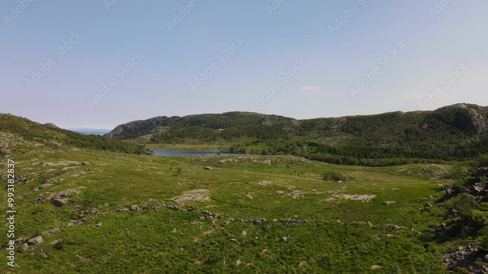 Aerial Drone Shot of Dalsnuten Peak in Sandnes, Rogaland, Norway Aerial Drone Shot of Dalsnuten Peak in Sandnes, Rogaland, Norway