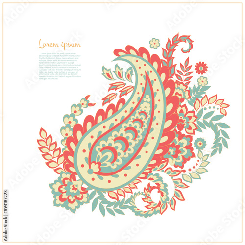 Vector paisley pattern. Vintage flowers Decorative ornament card, invitation, web design