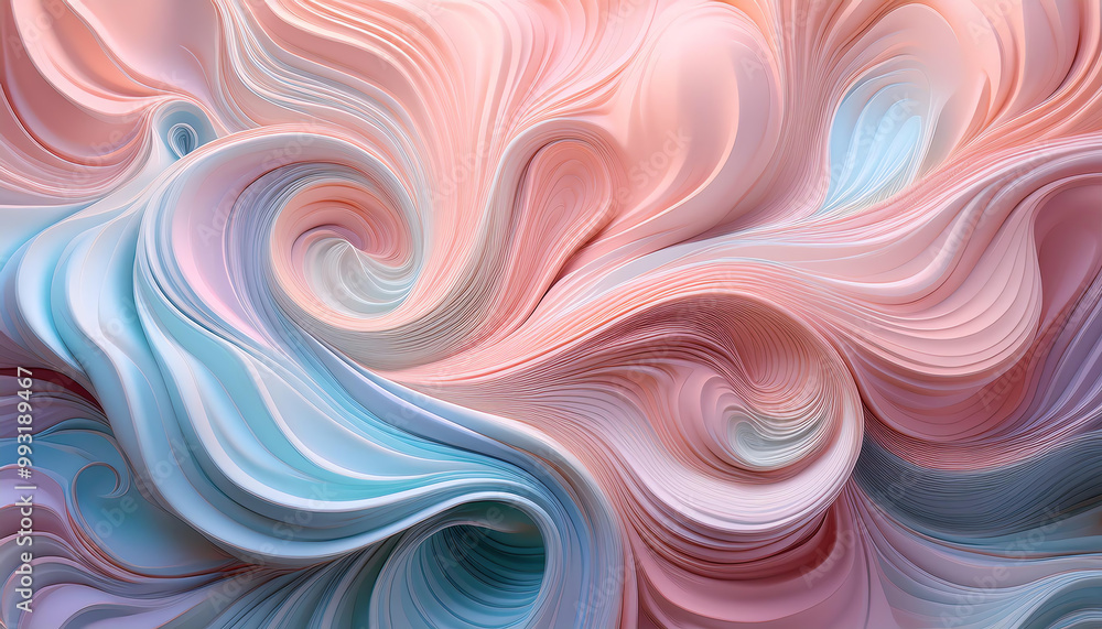 Fototapeta premium Colorful wave patterns create a vibrant fluid design against a soft background.