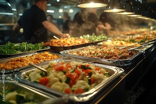 Photo Steaming Buffet Food Restaurant Vegetables