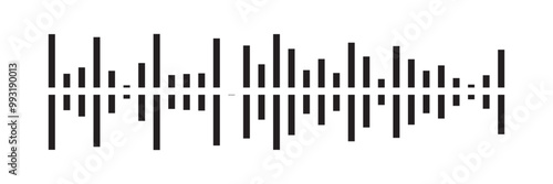 Waves of the equalizer. Vector illustration of music sound on isolated background. Drawing of radio signal painted by black inks. Sketch of musical soundtrack. Etching of voice record in eps 10.