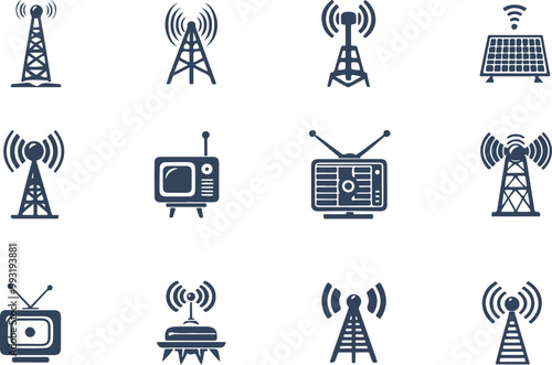 Antenna icons set. Simple set of Antenna vector icons for web design on white background