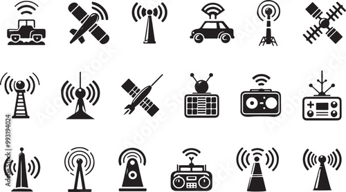 Antenna icons set. Simple set of Antenna vector icons for web design on white background