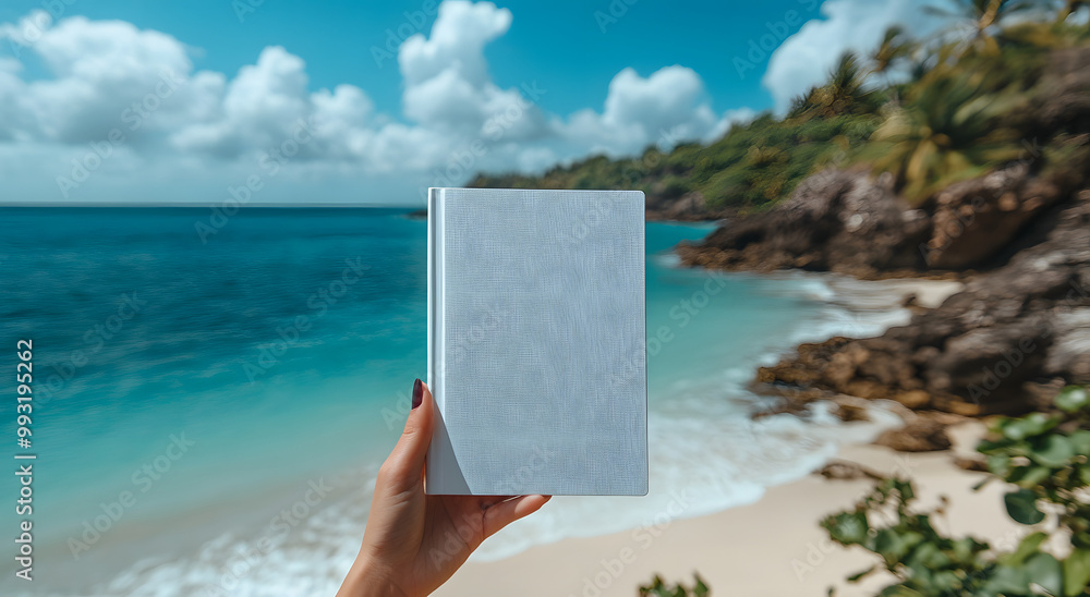 A Person Holding Up an Empty White Book Cover with the Intent to Create or Showcase Their Own Unique Design, Emphasizing the Importance of Creativity and Personalization in Book Publishing, Perfect fo A Person Holding Up an Empty White Book Cover with the Intent to Create or Showcase Their Own Unique Design, Emphasizing the Importance of Creativity and Personalization in Book Publishing, Perfect fo