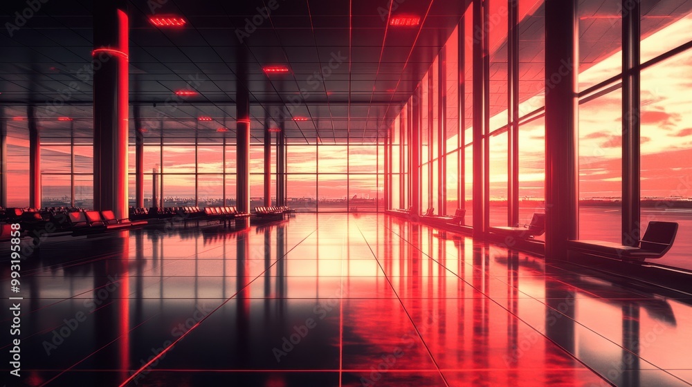 The Modern Airport Terminal Evening The Modern Airport Terminal Evening