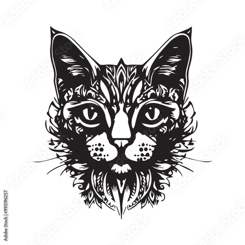A cat head in the style of a mandala