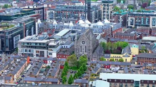 Aerial of the City of Dublin in Ireland