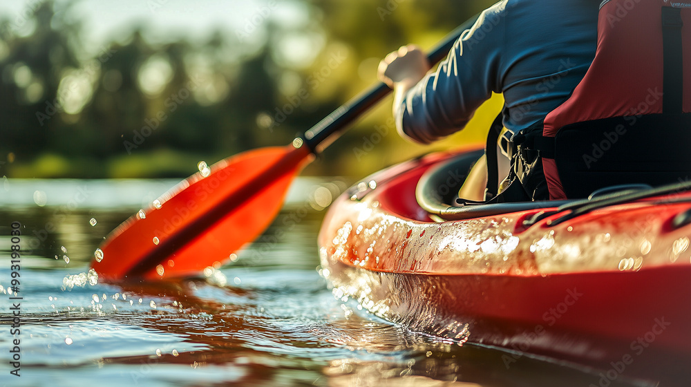 Fototapeta premium Close-up of kayak during calm river journey