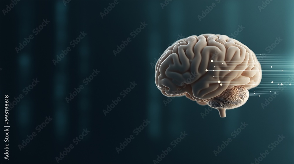 Conceptual Brain with Digital Technology Background Conceptual Brain with Digital Technology Background