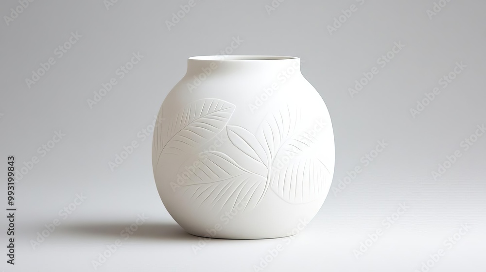 Pottery jar with a smooth, matte finish and subtle leaf patterns, representing the simplicity of ancient craftsmanship Pottery jar with a smooth, matte finish and subtle leaf patterns, representing the simplicity of ancient craftsmanship
