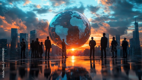Business team, working on global expansion strategy, 3D illustration