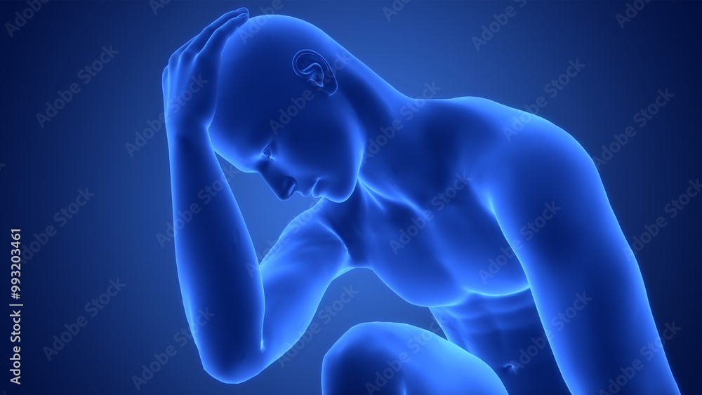 Human Suffering with Severe Headache Anatomy Human Suffering with Severe Headache Anatomy