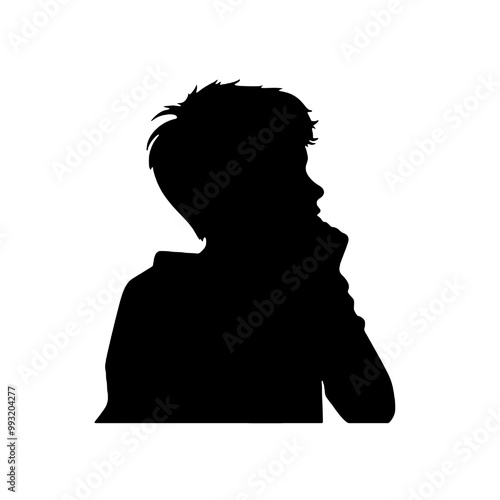 young boy thinking icon design silhouette vector illustration transparent background