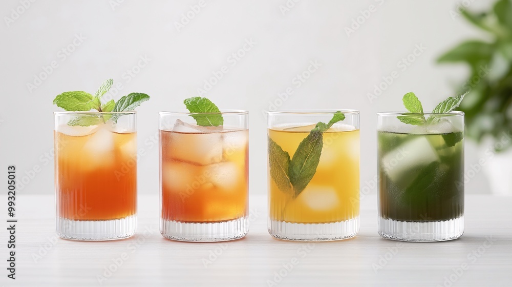 Fototapeta premium Refreshing Summer Drinks in Stylish Glasses