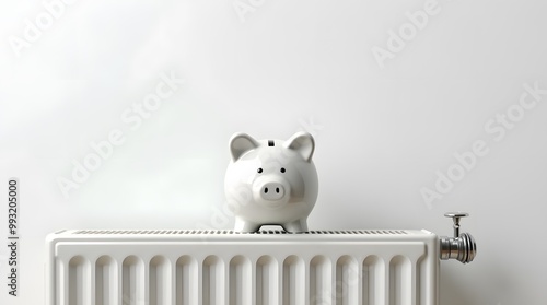 Piggy Bank on Radiator Saving Energy